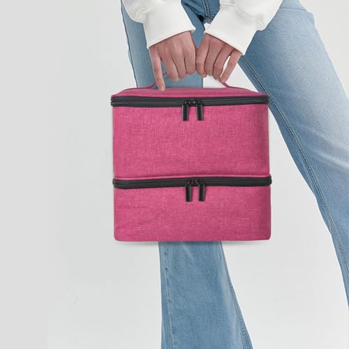 Buruis 2-Tier Nail Polish Bag, Nail Supplies Organizer, Pink - color: Pink