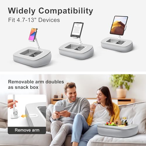 ERGONOV Tablet Pillow Stand with Snack Bowl,iPad Holder for Bed -Light Gray - color: Light Gray