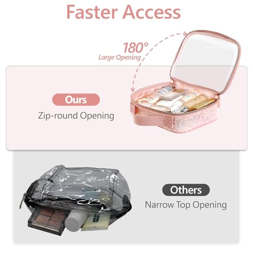 PACKISM Clear Makeup Bag Travel - TSA Approved Toiletry Bag, 2 Pack Pink - color: Beautiful Pink