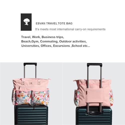 Weekender Bag Carry On Bag Overnight Tote Travel Duffle with 13 Pockets for Travel,Work，Gym,Beach,Teacher,Nurse - color: Corduroy Pink flower