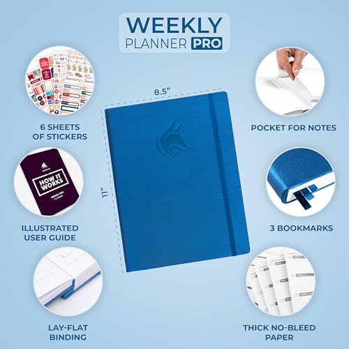 Clever Fox Planner PRO, Undated Weekly Planner, 8.5x11 Mystic Blue - color: Mystic Blue (Undated), size: A4 (8.5" x 11") Standard Version