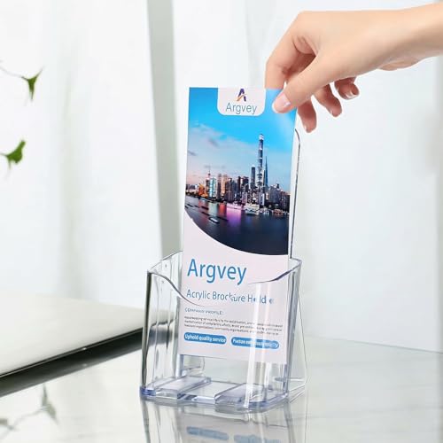 Clear 4x9 Trifold Brochure Holder, Acrylic Rack Card Holder Stand, 6 Pack