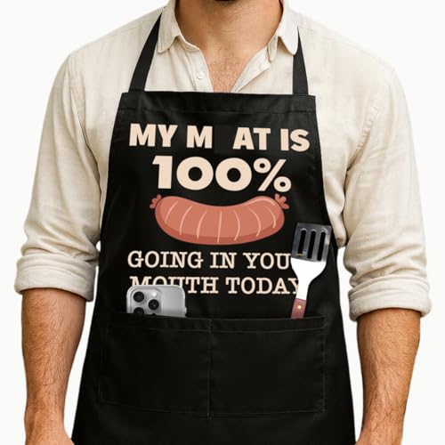 Funny Black Grill Apron with Pockets for Man,Dad,Husband,Father in Law,Chef Daddy Grilling Apron BBQ Cooking Gifts - color: Funny Dirty Apron-2