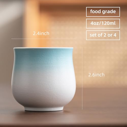 4-Oz Ceramic Espresso Cups Set - Multi-Color, Handle-Free Design for Home & Cafe | Dishwasher-Safe Stoneware Cups (Gradient Blue, 2) - color: Gradient Blue, size: 2
