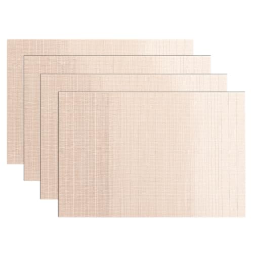SHACOS Gradient Beige Woven Placemats Set of 4 Place Mats Indoor Outdoor - color: Gradient Beige, size: Set of 4