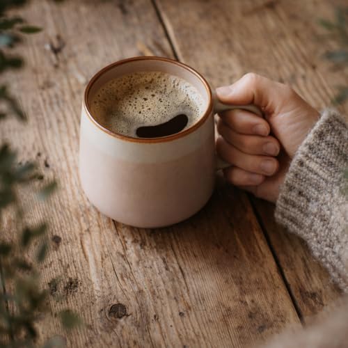 Ava Nord Large Stoneware Ceramic Coffee Mugs Set of 4-16 oz - Rose Sand - color: Rose Sand, size: 16 Oz