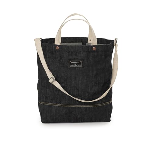 Barebones Neelum Large Waxed Canvas Tote Bags - Heavy Duty Canvas Bag and Reusable Grocery Bag - size: Oversized Tote (26L), style: Waxed Denim