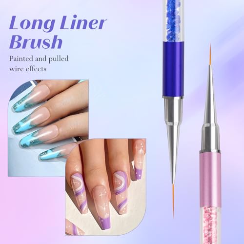 Nail Art Brushes, Nail Design Brushes with Liner Brush and Nail Art Pen - color: 5PCS Nail Design Brushes