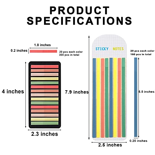 Potanro Sticky Tabs 2300 Pcs Translucent 10 Sheets Highlighter Book Tape - style: Sticky note B