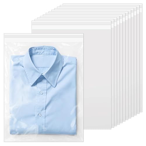 VOKOY 50 Pack 12 x 16 Inch Crystal Clear Sleeves Storage Bags, Self Sealing Cellophane Bag Resealable Page Protectors Artwork Protectors Clear Poly Bags for Clothes Shirts Gift Wrappers Party Favors - size: 12 x16 Inch, style: 50 Pack
