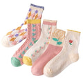 Lavish Lavender Argyle Frill Socks for Women, Dress Socks - color: 5pair-pink3