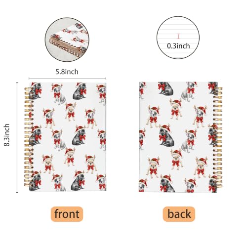 VNWEK Christmas French Bulldog Spiral Notebook Journal 5.5x8.3 Inch - color: Christmas French Bulldog