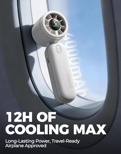 Diveblues Mini Portable Handheld Turbo Fan 27ft/s, 4000mAh Battery - color: Pearl White