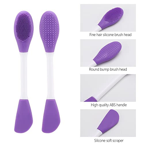 20 Pcs Silicone Face Mask Applicator, 2 in 1 Double-Sided Facial Scrubber Brush Tool, Double-Head Manual Cleansing Brush for Deep Gentle Exfoliating - size: 20Pcs