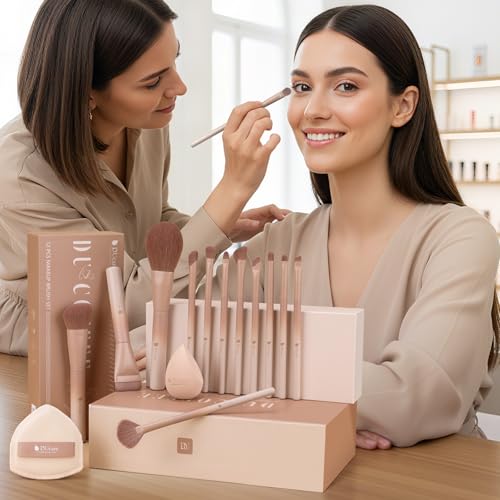 DUcare 14pcs Makeup Brushes Set,12Pcs Makeup Brush set with 2pcs Makeup Sponges Foundation Blending Face Powder Blush Eye Shadows Brushes - color: 12pcs