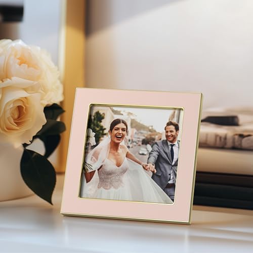 eletecpro 4x4 Enamel Picture Frame with Real Glass Cover, Pink, 2-Pack - color: Pink, size: 4x4
