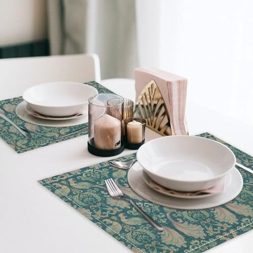 Vintage Birds Placemats,William Morris Art Floral Birds Table Place Mats 4 Pcs Non-Slip Heat Resistant Dining Room Tabletop Decor for Seasonal Outdoor Party,12x18 Inch - color: Birds-1, size: 12x18"Placemats x4