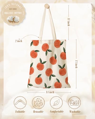 Miss Adola Cute Aesthetic Canvas Tote Bag for Women - color: Peach
