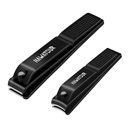 HAWATOUR Nail Clippers Set with Visibly Tin Case, Black - color: Black