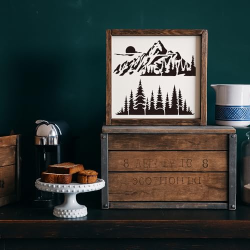 19Pcs Mountain Forest Stencil for Painting, 3.94 x 7.87inch - color: mountain forest