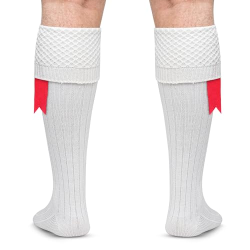 DSS KILTS-Kilt Hose, Tradional Scottish Kilt Scocks Wool Blend, Bubbled Design Kilt Socks for USA Shoe Sizes - color: White, size: Small