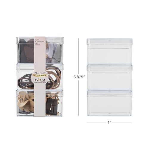 Scunci by Conair 82 Piece hair accessory kit - hair accessories for women - neutral colors- 3 stackable containers - color: Neutral