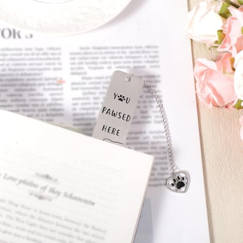 Cat Bookmark for Women, Zinc Alloy Kitten Book Marker with Heart Pendant - style: Scarf Cat