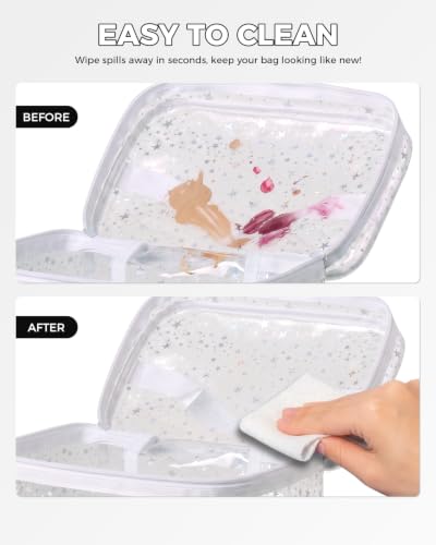 Star Clear Makeup Bag, Waterproof Travel Cosmetic Bag Toiletry bag,White - color: White