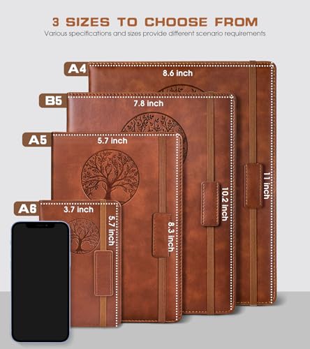 Biuwory A6 Leather Pocket Notebook, 140 Lined Pages Hardcover Small Journal - color: Brown, size: Lined-140 Pages (3.7"×5.7")