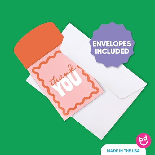 Big Dot of Happiness Pink and Orange Wavy Thank You Gift Card Holders with Envelopes, Cash Money Holders and Gift Card Sleeves, Retro Stationery Nifty Gifty Pack - Set of 8 - color: Pink and Orange