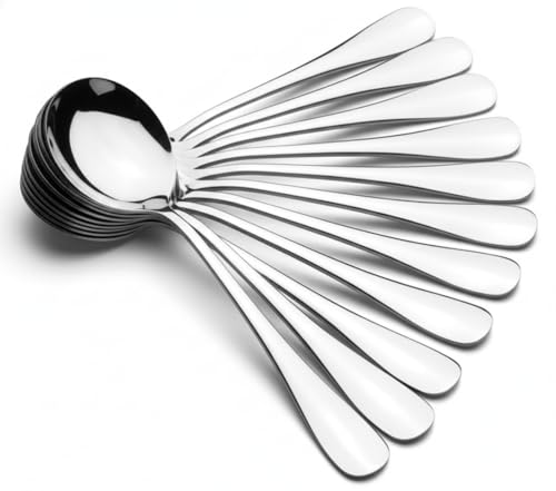 12 Piece Soup Spoons, High Grade Stainless Steel Soup Spoons, Dishwasher Safe Spoons Silverware - size: 12
