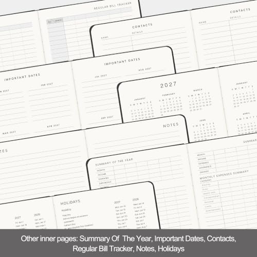 &And Per Se 2027 Planner, 12-Month Monthly & Weekly, 2027 Calendar Planner with 100gsm Paper, B5 Hardcover Faux Leather, 7.5" x 10" (Black) - color: Black, size: 7.5" x 10"(Jan 2027-Dec 2027)