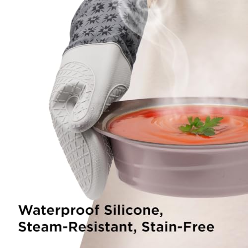Kitchen Mama UltraShield Silicone Oven Mitts, Gem Gray - color: Gem-gray