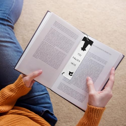 Black Inspirational Funny Cute Cat Bookmark for Reading Women - style: Cat Paw 2