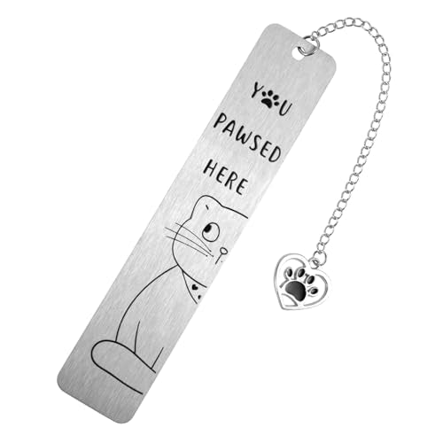Cat Bookmark for Women, Zinc Alloy Kitten Book Marker with Heart Pendant - style: Scarf Cat