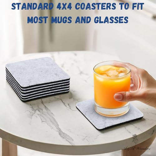 A&A Wonders Premium Felt Coasters for Drink, Two-Tone Reversible, Absorbent Felt Protects Furniture, Table, Anti Slip, Suitable for Drinks & All Table Types (Light Gray/Dark Gray, Square 6 Pack) - color: Light Gray/Dark Gray, size: Square 6 Pack