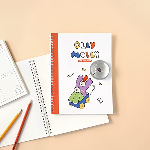 Monolike Spiral School Notebook, Olly Molly A 4P SET - 7.09 x 9.45inch, 98 Page, Academic Line Notebook - color: Olly Molly Line A