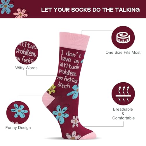 Funny Socks for Women and Teenage Girls, Cute Crazy Unique Novelty Gifts - color: H-flower-a