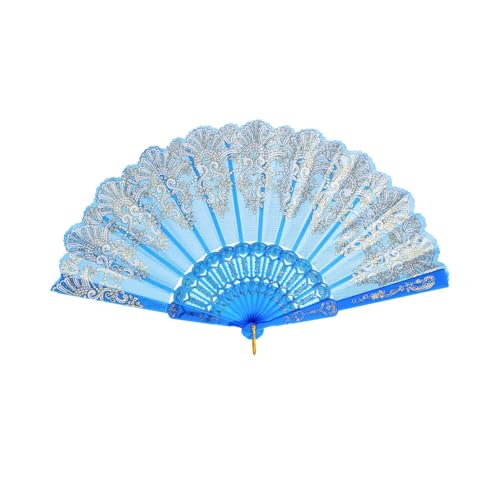 QIRMIZI 30 Pack Folding Handheld Fans, Silk Spanish Fan, Perfect for Weddings, Parties, and Dancing,Light Blue - color: Light Blue, size: 30 PACK
