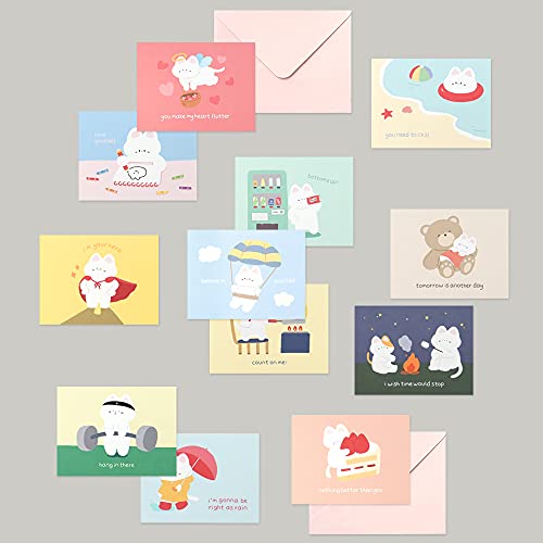 Monolike Day-by-day Card, Gureum's Daily Life ver.2 - Mix 36 Mini Single cards, 36 envelopes, 36 stickers Package - color: Gureum's daily life ver.2