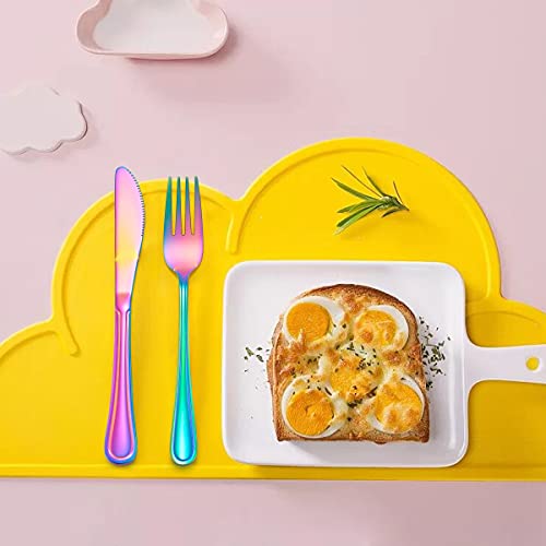 LIANYU 12 PCS Rainbow Kids Silverware Set, Stainless Steel Toddler Utensil - color: Rainbow