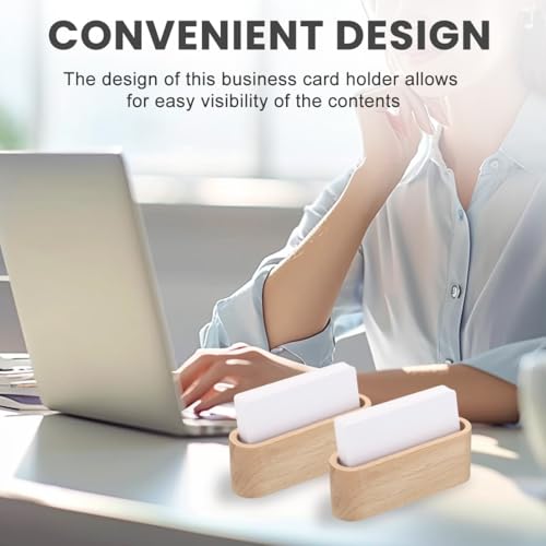 erioctry 2 Pack Wooden Business Card Holder Desktop Office Display Stand