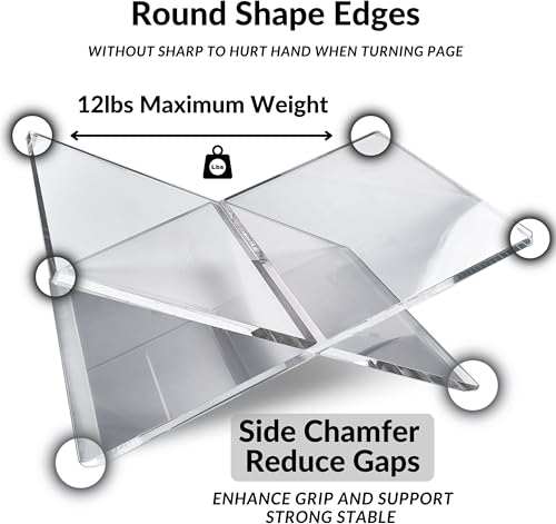 Honygebia Clear Acrylic Book Stands - Cross Frame Acrylic Book Holder, Open Bookstand for Display and Reading, Suitable for Art, Bible, Cookbook, Easel, Magazine, Textbooks 12.5" x 9.5" x 5.5" - color: Clear
