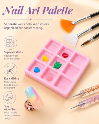 33 Pcs Nail Art Tool Kit & Nail Art Brushes Set with Nail Stands