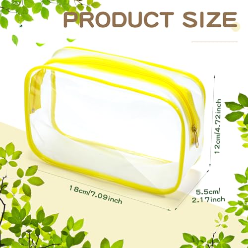 Weewooday 12 Pcs Clear Cosmetic Bags PVC Zipper,Medium,Yellow - color: Yellow, size: Medium