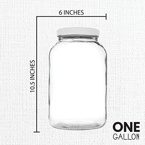 kitchentoolz 1 Gallon Glass Jar Wide Mouth with Airtight Foam Lined Plastic Lid - Large Mason Jar for Fermenting Kombucha Kefir - Storing and Canning (4) - color: Clear, size: Pack of 4
