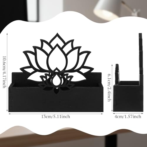 Qunclay 2 Pack Lotus Flower Business Card Holder, Wooden Decorative Business Card Holders for Desk Postcard Organizer Display Stand for Office Desktop(Black) - color: Black
