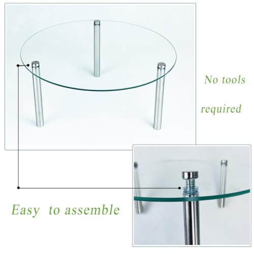 Set of 3 Tempered Glass Display Stands, 9'' 11'' 13'' Round Display Shelves - size: Round
