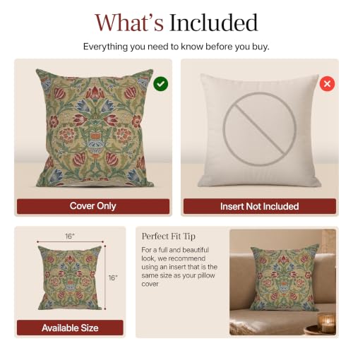 William Morris Single-Stem Tapestry Throw Pillow Cover 16 x 16 in - color: Single-stem