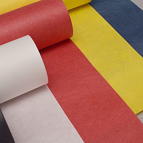 O-Bang Ji, Colered Hanji Paper Roll, Natural Fiber Unyong Texture / 45gsm, 21.3" x 590" / Korean Traditional Mulberry Paper (White) - color: White